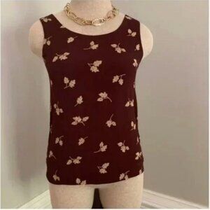 Liz Claiborne Vintage Sleeveless Leaf Print Reversible Blouse Size Small